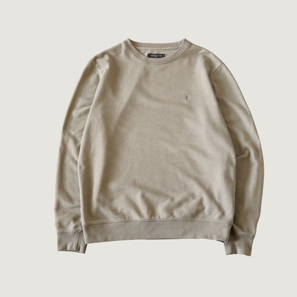 AllSaints Other - AllSaints Raven Crew Sweatshirt Taupe Brown Cotton Ramskull Logo Size Large L